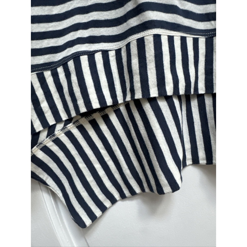 Cabi 5064 Navy Blue White Striped Asymmetric Hem Knit Top Size M - Picture 3 of 8